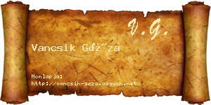 Vancsik Géza névjegykártya
